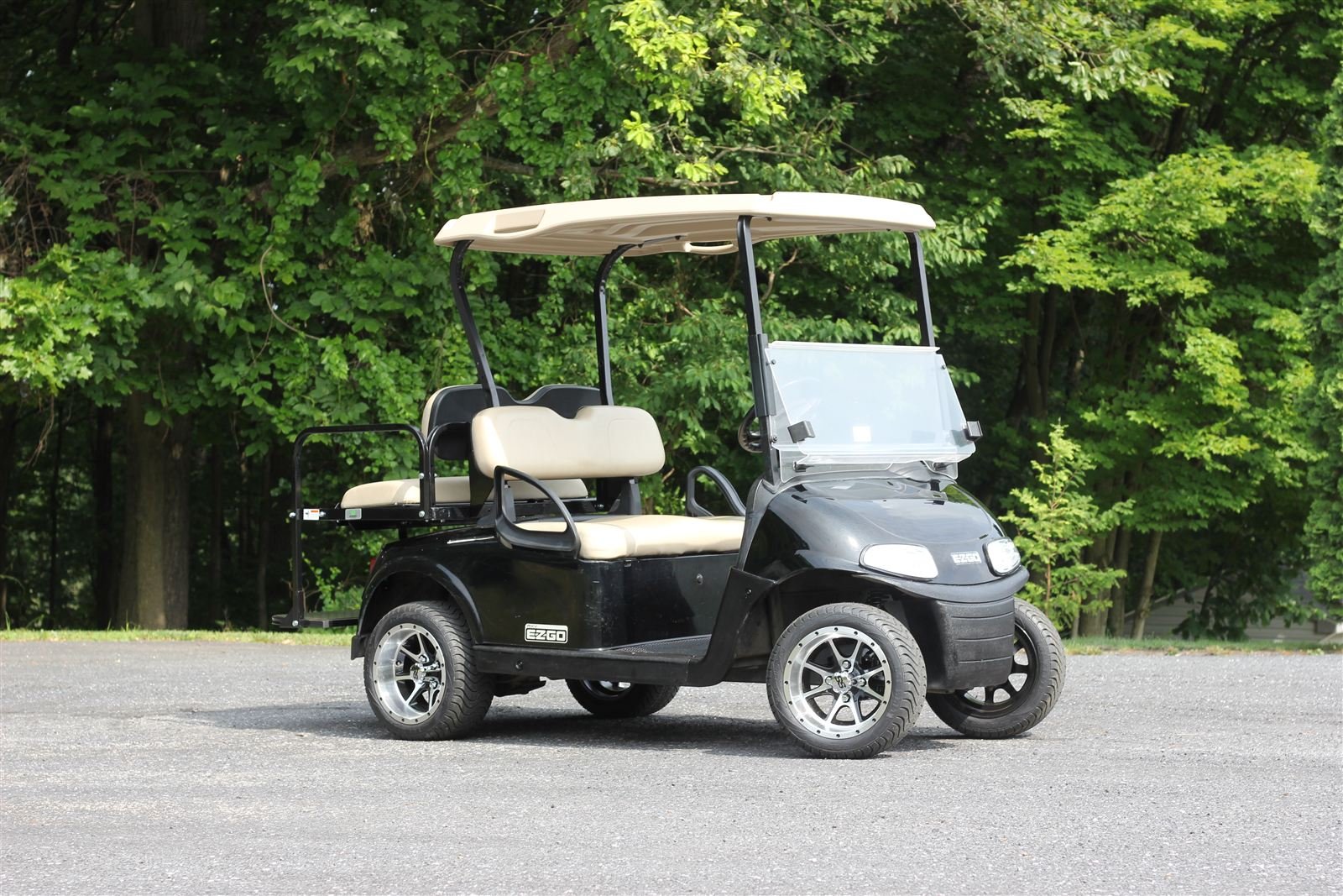 Custom black EZGO RXV built by Carts by Dean